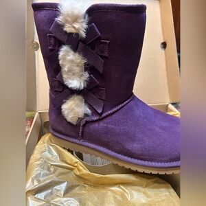 Koolaburra Purple Suede Boots with Fur Trim